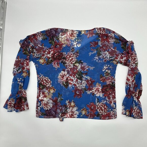 Elie Tahari Size XS Spring Blossom Print Sheer Chiffon Long Sleeve Blouse NWT - Picture 8 of 11